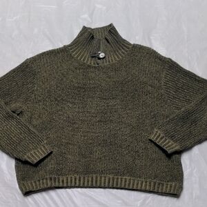 Vintage 90s Green Black Boxy Fit Oversized Mock Neck 100% Cotton Size XL